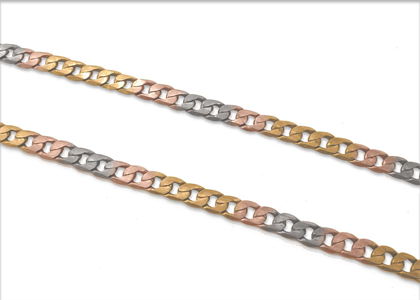 Three Tone Plated Mens Curb Chain